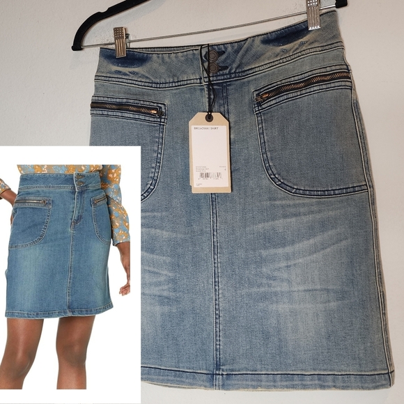 NWT Prana Stretch Denim Dusted Blue Broadway Jean Skirt Women's Size 4 - Picture 1 of 14